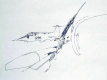 Visione aerea (dalla serie 'F-104G'), penna su carta, 21 x 29 cm., 2007