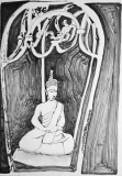 Buddha, pennarello su carta, 29 x 42 cm., 2018